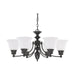 Chandelier Nuvo 60-3169 Empire - 6 Light - 26 in. - Chandelier with Frosted White Glass - Mahogany Bronze Finish Nuvo