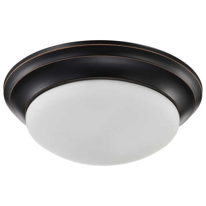 Flush Mount Nuvo 60-3176 2 Light - 14 in. - Flush Mount Twist and Lock with Frosted White Glass - Mahogany Bronze Finish Nuvo