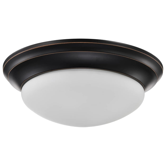 Flush Mount Nuvo 60-3176 2 Light - 14 in. - Flush Mount Twist and Lock with Frosted White Glass - Mahogany Bronze Finish Nuvo