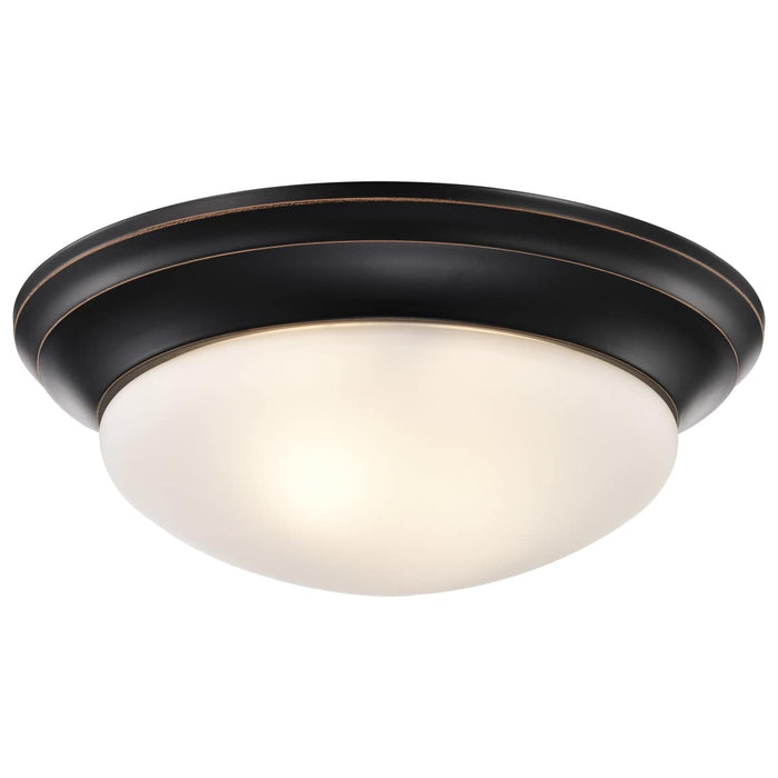 Flush Mount Nuvo 60-3176 2 Light - 14 in. - Flush Mount Twist and Lock with Frosted White Glass - Mahogany Bronze Finish Nuvo