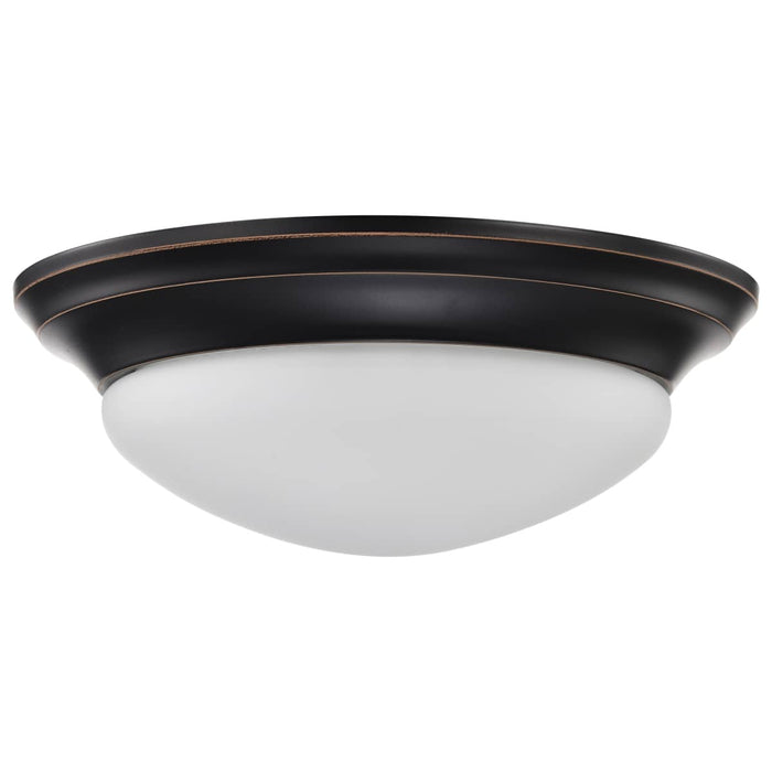 Flush Mount Nuvo 60-3176 2 Light - 14 in. - Flush Mount Twist and Lock with Frosted White Glass - Mahogany Bronze Finish Nuvo