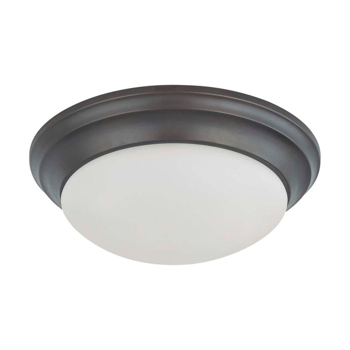 Flush Mount Nuvo 60-3176 2 Light - 14 in. - Flush Mount Twist and Lock with Frosted White Glass - Mahogany Bronze Finish Nuvo