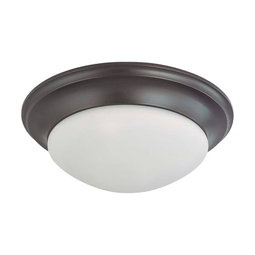 Flush Mount Nuvo 60-3177 3 Light - 17 in. - Flush Mount Twist and Lock with Frosted White Glass - Mahogany Bronze Finish Nuvo