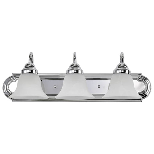 Vanity Nuvo 60-317 Ballerina - 3 Light - 24 in. - Vanity with Alabaster Glass Bell Shades - Polished Chrome Finish Nuvo