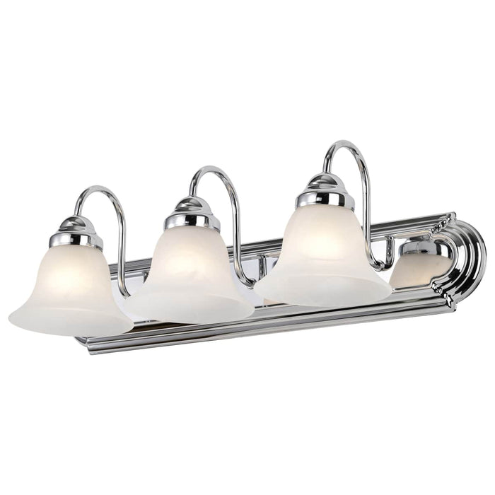Vanity Nuvo 60-317 Ballerina - 3 Light - 24 in. - Vanity with Alabaster Glass Bell Shades - Polished Chrome Finish Nuvo