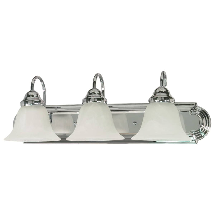 Vanity Nuvo 60-317 Ballerina - 3 Light - 24 in. - Vanity with Alabaster Glass Bell Shades - Polished Chrome Finish Nuvo