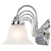 Vanity Nuvo 60-319 Ballerina - 5 Light - 36 in. - Vanity with Alabaster Glass Bell Shades - Polished Chrome Finish Nuvo