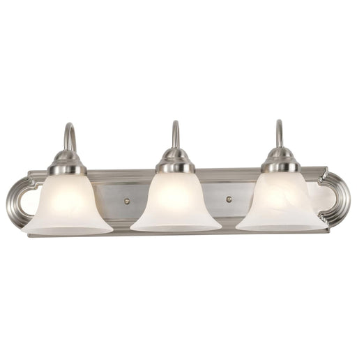 Vanity Nuvo 60-321 Ballerina - 3 Light - 24 in. - Vanity with Alabaster Glass Bell Shades - Brushed Nickel Finish Nuvo