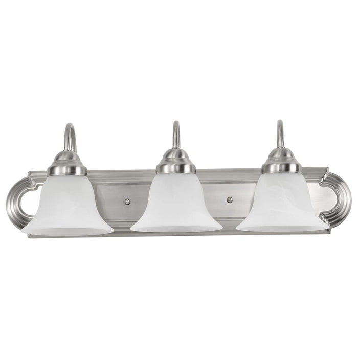 Vanity Nuvo 60-321 Ballerina - 3 Light - 24 in. - Vanity with Alabaster Glass Bell Shades - Brushed Nickel Finish Nuvo
