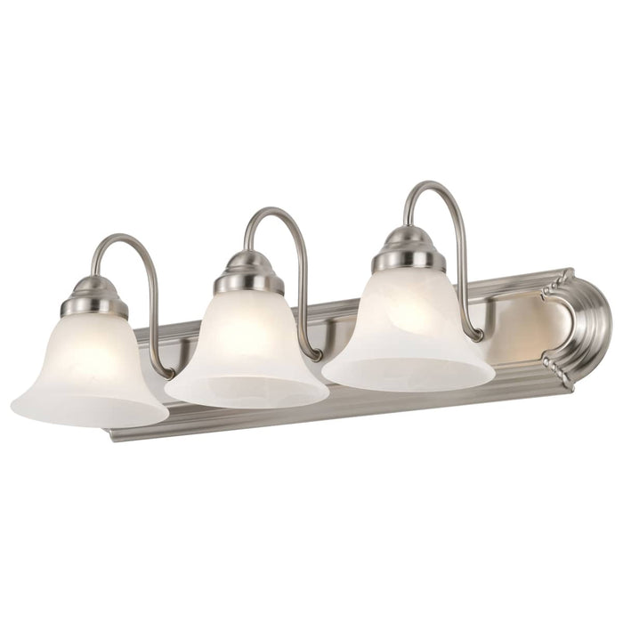 Vanity Nuvo 60-321 Ballerina - 3 Light - 24 in. - Vanity with Alabaster Glass Bell Shades - Brushed Nickel Finish Nuvo