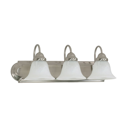 Vanity Nuvo 60-321 Ballerina - 3 Light - 24 in. - Vanity with Alabaster Glass Bell Shades - Brushed Nickel Finish Nuvo