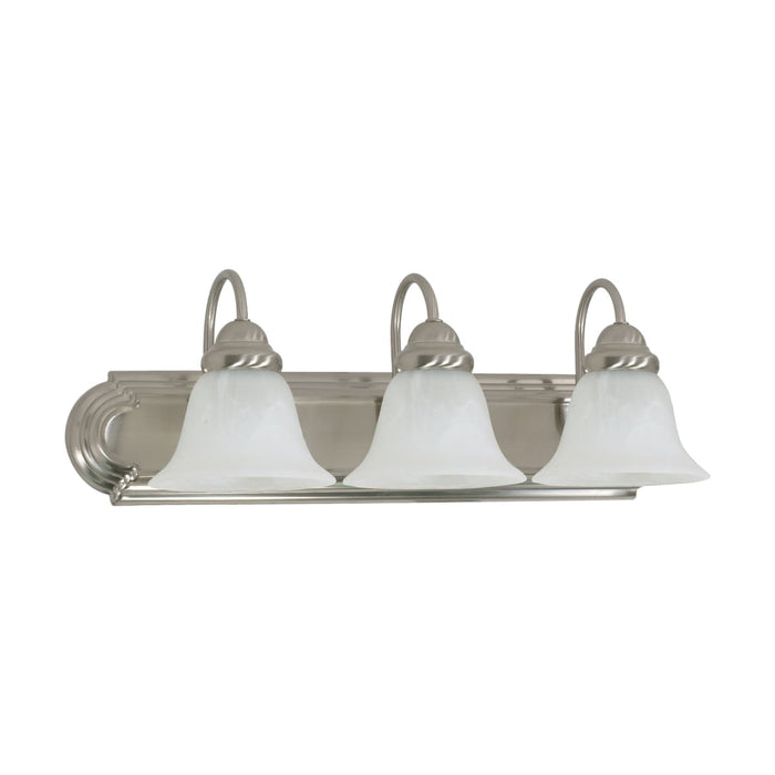Vanity Nuvo 60-321 Ballerina - 3 Light - 24 in. - Vanity with Alabaster Glass Bell Shades - Brushed Nickel Finish Nuvo