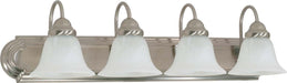 Vanity Nuvo 60-322 Ballerina - 4 Light - 30 in. - Vanity with Alabaster Glass Bell Shades - Brushed Nickel Finish Nuvo