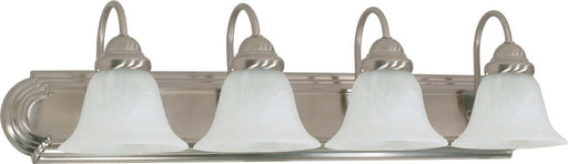 Vanity Nuvo 60-322 Ballerina - 4 Light - 30 in. - Vanity with Alabaster Glass Bell Shades - Brushed Nickel Finish Nuvo