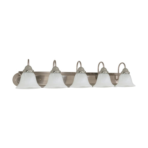 Vanity Nuvo 60-323 Ballerina - 5 Light - 36 in. - Vanity with Alabaster Glass Bell Shades - Brushed Nickel Finish Nuvo