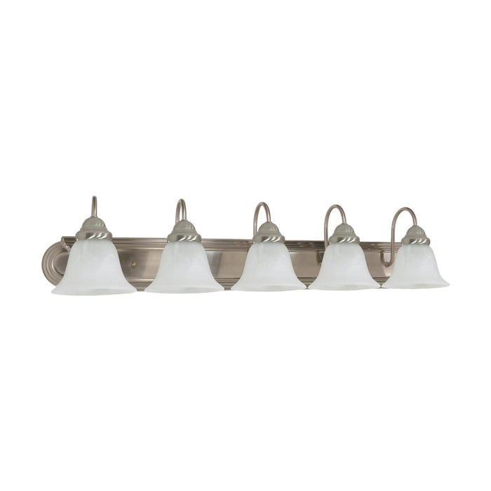 Vanity Nuvo 60-323 Ballerina - 5 Light - 36 in. - Vanity with Alabaster Glass Bell Shades - Brushed Nickel Finish Nuvo