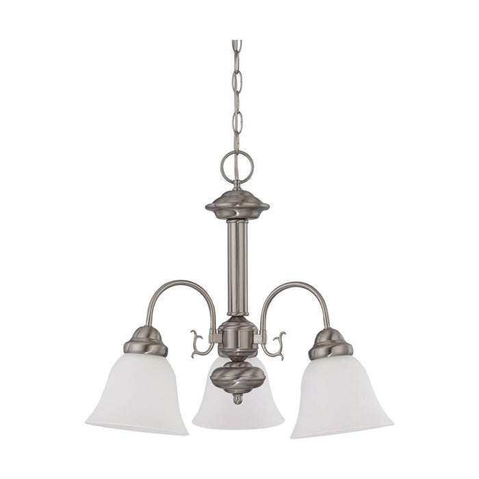 Chandelier Nuvo 60-3241 Ballerina - 3 Light - 20 in. - Chandelier with Frosted White Glass - Brushed Nickel Finish Nuvo