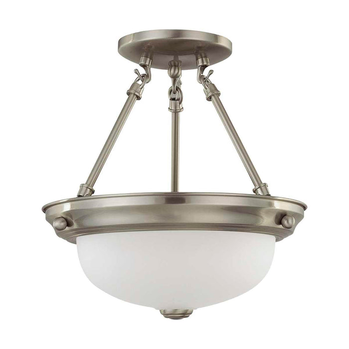 Semi Flush Nuvo 60-3244 2 Light - 11 in. - Semi-Flush with Frosted White Glass - Brushed Nickel Finish Nuvo