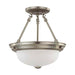 Semi Flush Nuvo 60-3244 2 Light - 11 in. - Semi-Flush with Frosted White Glass - Brushed Nickel Finish Nuvo