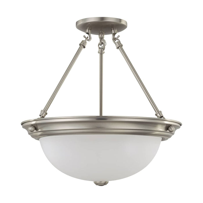 Semi Flush Nuvo 60-3246 3 Light - 15 in. - Semi-Flush with Frosted White Glass - Brushed Nickel Finish Nuvo