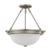 Semi Flush Nuvo 60-3246 3 Light - 15 in. - Semi-Flush with Frosted White Glass - Brushed Nickel Finish Nuvo