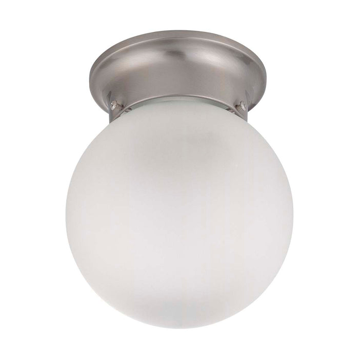 Flush Mount Nuvo 60-3249 1 Light - 6 in. - Ceiling Mount with Frosted White Glass - Brushed Nickel Finish Nuvo