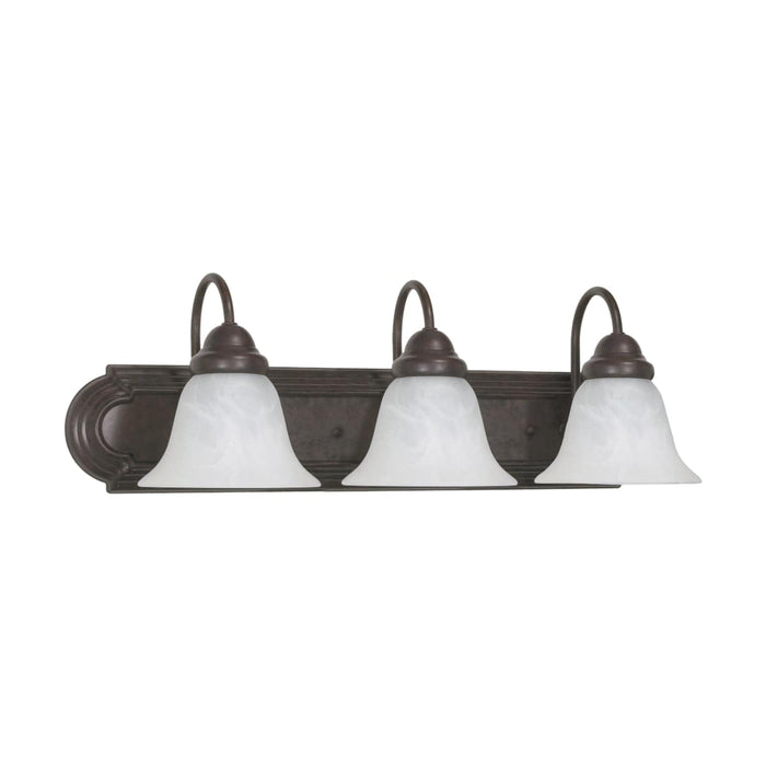 Vanity Nuvo 60-325 Ballerina - 3 Light - 24 in. - Vanity with Alabaster Glass Bell Shades - Old Bronze Finish Nuvo