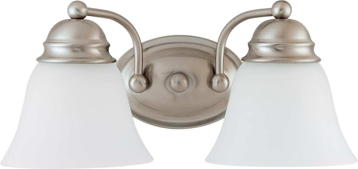Vanity Nuvo 60-3265 Empire - 2 Light - 15 in. - Vanity with Frosted White Glass - Brushed Nickel Finish Nuvo