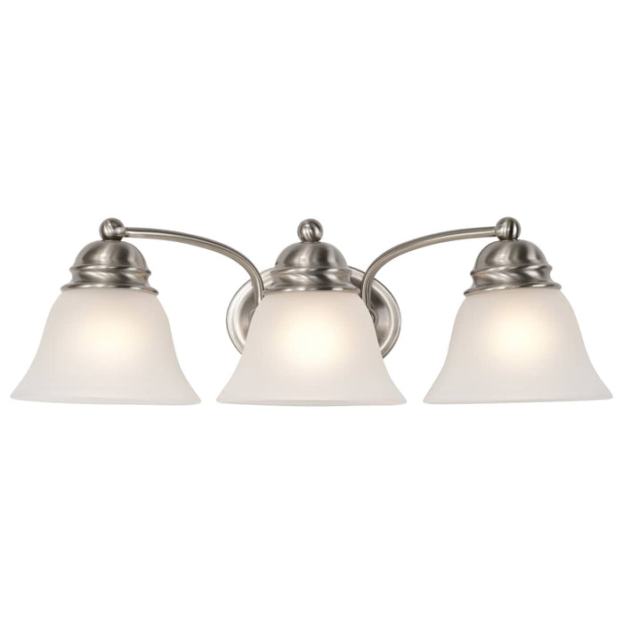 Vanity Nuvo 60-3266 Empire - 3 Light - 21 in. - Vanity with Frosted White Glass - Brushed Nickel Finish Nuvo