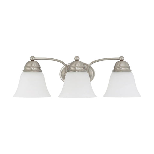 Vanity Nuvo 60-3266 Empire - 3 Light - 21 in. - Vanity with Frosted White Glass - Brushed Nickel Finish Nuvo