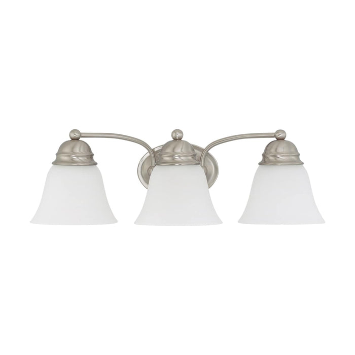 Vanity Nuvo 60-3266 Empire - 3 Light - 21 in. - Vanity with Frosted White Glass - Brushed Nickel Finish Nuvo