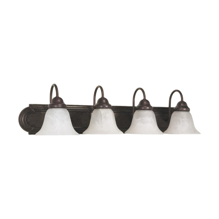 Vanity Nuvo 60-326 Ballerina - 4 Light - 30 in. - Vanity with Alabaster Glass Bell Shades - Old Bronze Finish Nuvo