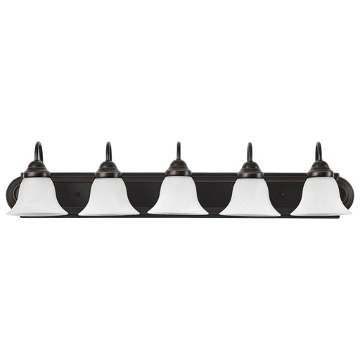 Vanity Nuvo 60-327 Ballerina - 5 Light - 36 in. - Vanity with Alabaster Glass Bell Shades - Old Bronze Finish Nuvo