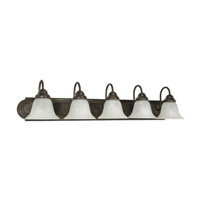 Vanity Nuvo 60-327 Ballerina - 5 Light - 36 in. - Vanity with Alabaster Glass Bell Shades - Old Bronze Finish Nuvo