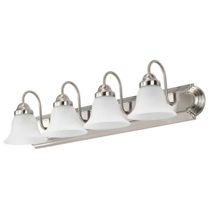 Vanity Nuvo 60-3281 Ballerina - 4 Light - 30 in. - Vanity with Frosted White Glass - Brushed Nickel Finish Nuvo