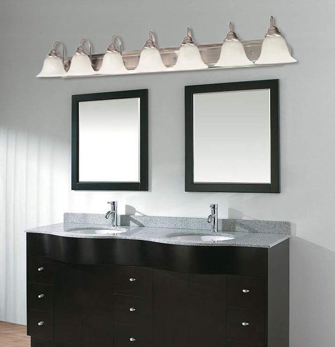 Vanity Nuvo 60-3283 Ballerina - 7 Light - 48 in. - Vanity with Frosted White Glass - Brushed Nickel Finish Nuvo