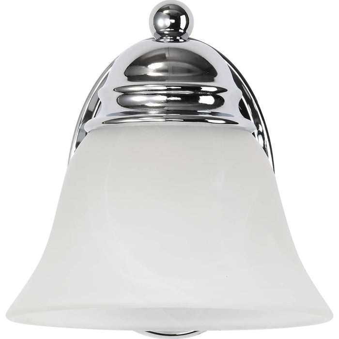 Vanity Nuvo 60-336 Empire - 1 Light - 7 in. - Vanity with Alabaster Glass Bell Shades - Polished Chrome Finish Nuvo