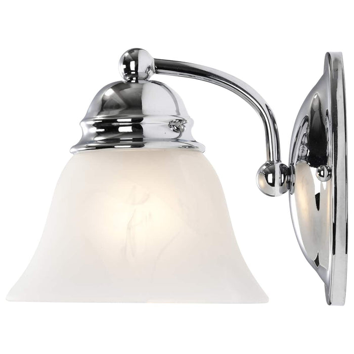 Vanity Nuvo 60-336 Empire - 1 Light - 7 in. - Vanity with Alabaster Glass Bell Shades - Polished Chrome Finish Nuvo