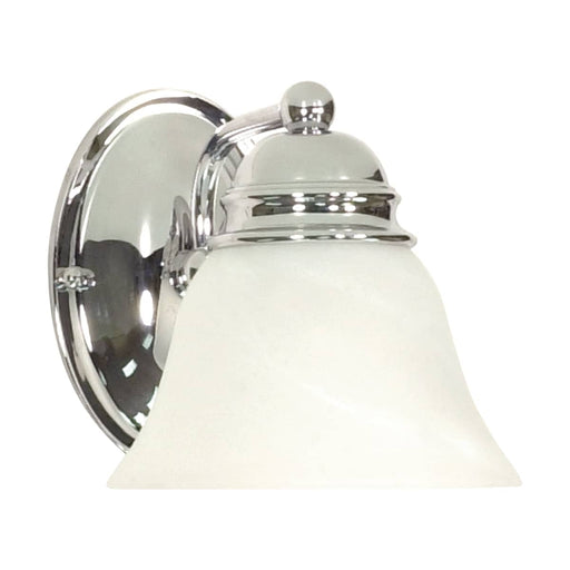 Vanity Nuvo 60-336 Empire - 1 Light - 7 in. - Vanity with Alabaster Glass Bell Shades - Polished Chrome Finish Nuvo