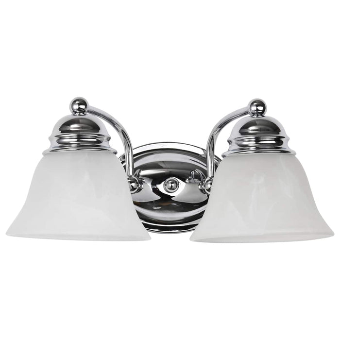 Vanity Nuvo 60-337 Empire - 2 Light - 15 in. - Vanity with Alabaster Glass Bell Shades - Polished Chrome Finish Nuvo
