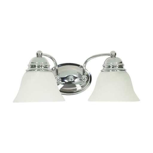 Vanity Nuvo 60-337 Empire - 2 Light - 15 in. - Vanity with Alabaster Glass Bell Shades - Polished Chrome Finish Nuvo