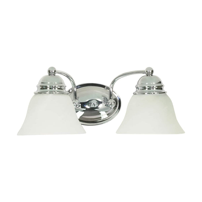 Vanity Nuvo 60-337 Empire - 2 Light - 15 in. - Vanity with Alabaster Glass Bell Shades - Polished Chrome Finish Nuvo