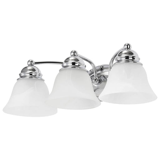 Vanity Nuvo 60-338 Empire - 3 Light - 21 in. - Vanity with Alabaster Glass Bell Shades - Polished Chrome Finish Nuvo