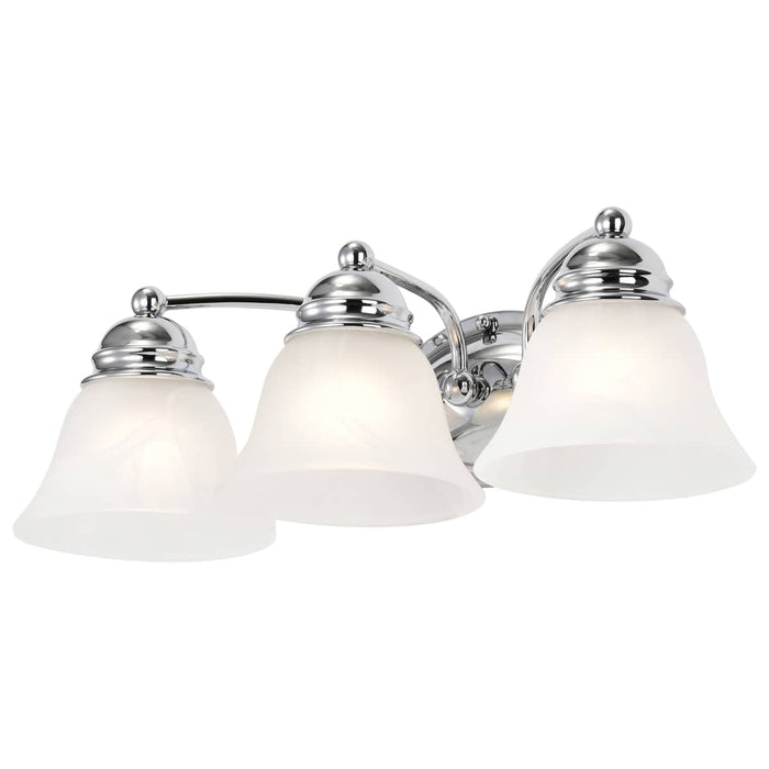 Vanity Nuvo 60-338 Empire - 3 Light - 21 in. - Vanity with Alabaster Glass Bell Shades - Polished Chrome Finish Nuvo
