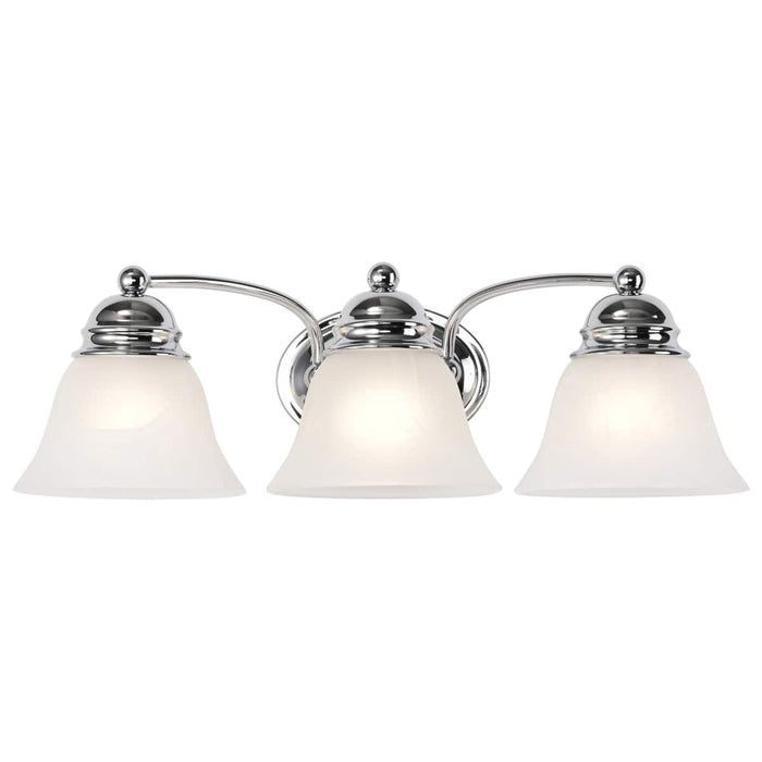 Vanity Nuvo 60-338 Empire - 3 Light - 21 in. - Vanity with Alabaster Glass Bell Shades - Polished Chrome Finish Nuvo