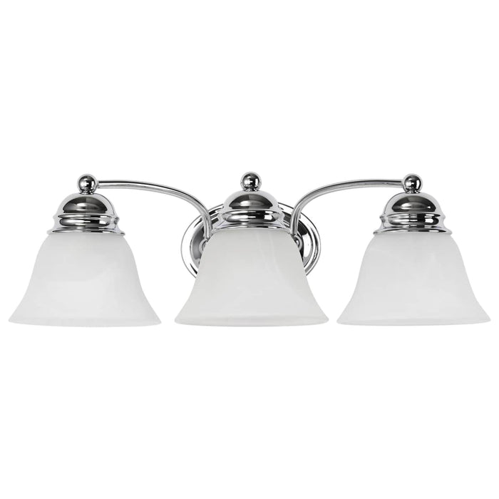 Vanity Nuvo 60-338 Empire - 3 Light - 21 in. - Vanity with Alabaster Glass Bell Shades - Polished Chrome Finish Nuvo
