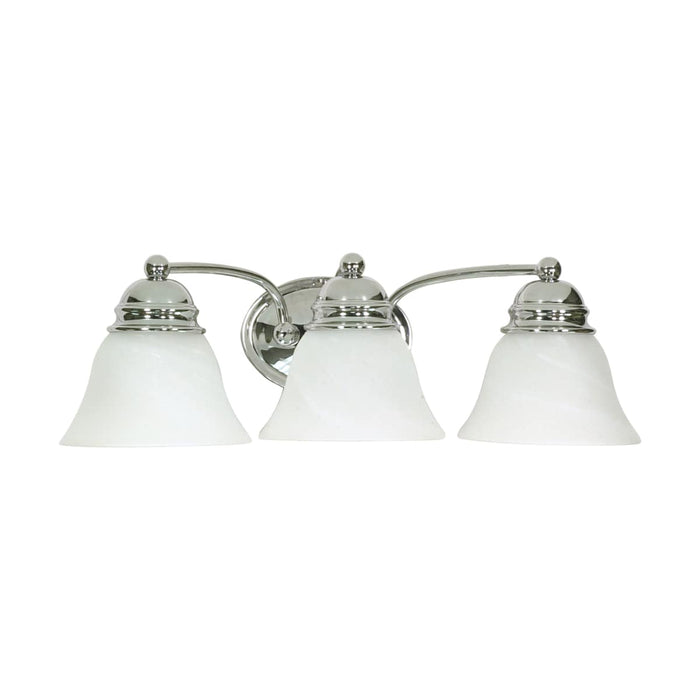Vanity Nuvo 60-338 Empire - 3 Light - 21 in. - Vanity with Alabaster Glass Bell Shades - Polished Chrome Finish Nuvo