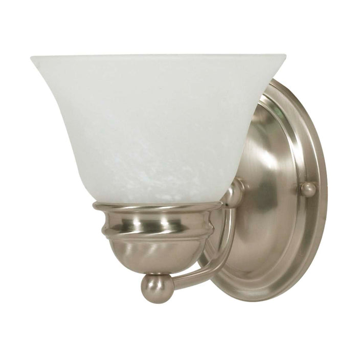 Vanity Nuvo 60-340 Empire - 1 Light - 7 in. - Vanity with Alabaster Glass Bell Shades - Brushed Nickel Finish Nuvo