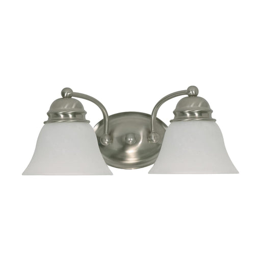 Vanity Nuvo 60-341 Empire - 2 Light - 15 in. - Vanity with Alabaster Glass Bell Shades - Brushed Nickel Finish Nuvo