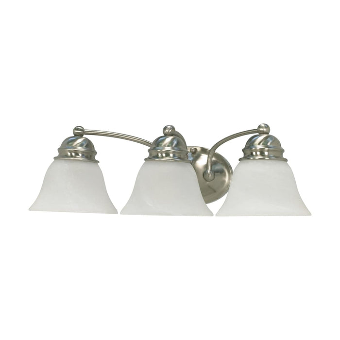 Vanity Nuvo 60-342 Empire - 3 Light - 21 in. - Vanity with Alabaster Glass Bell Shades - Brushed Nickel Finish Nuvo